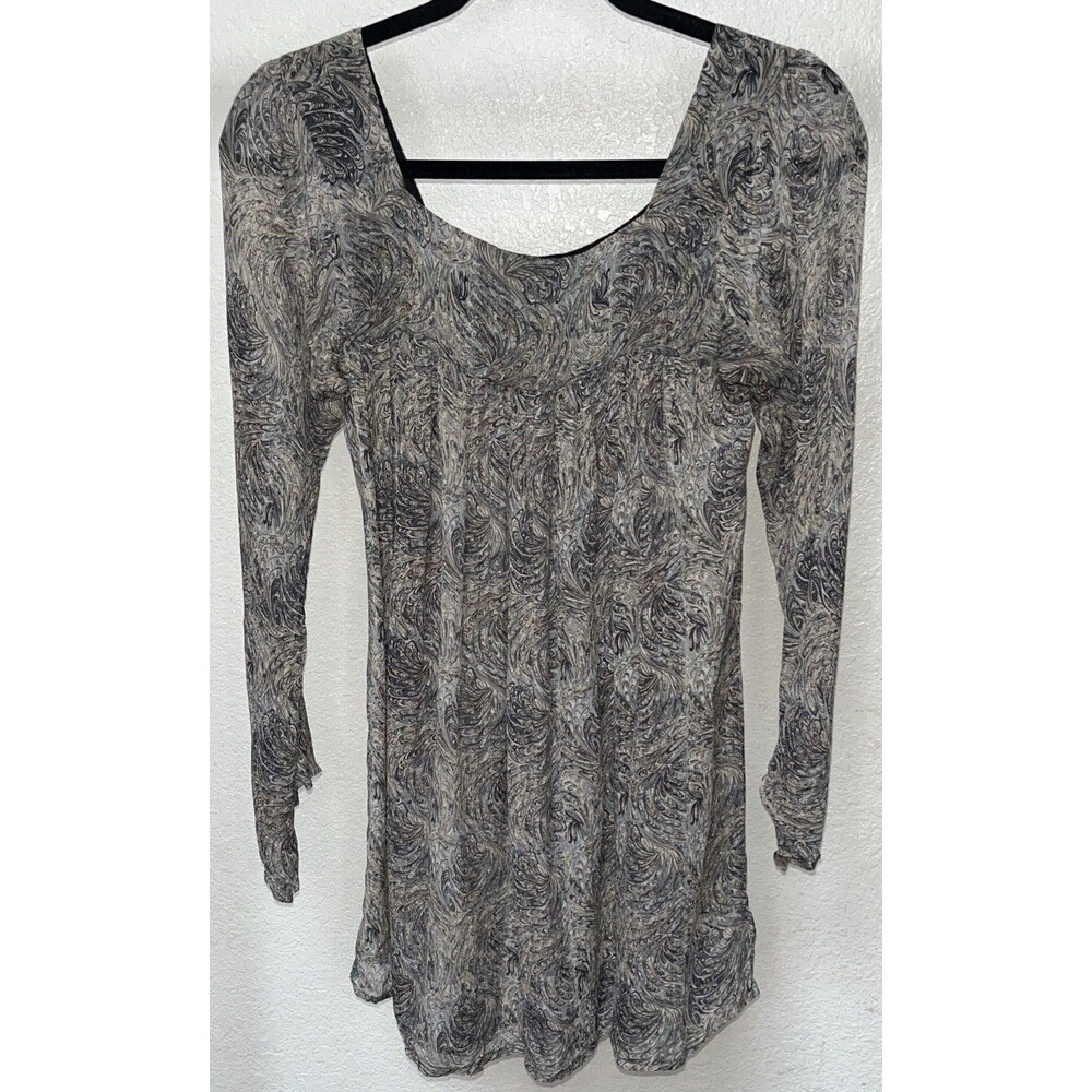 Winter Kate Vintage Silk Blouse Top Women Sz XS Paisley Taupe